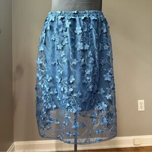Adiva embellished lace skirt knee length